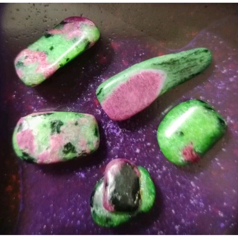 Lot/5 Ruby Zoisite Tumble Stones For Jewelry Making, Chaka, Meditation, Health
